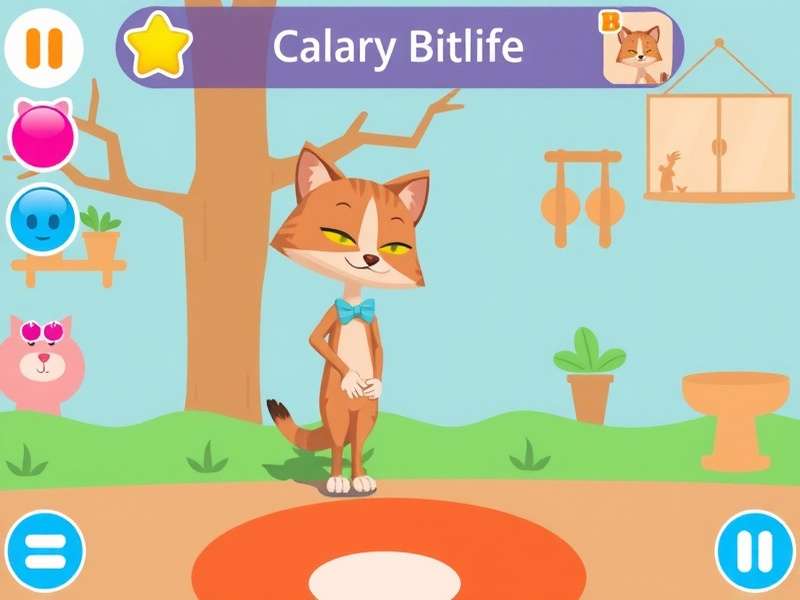 Catlife Bitlife Gameplay screenshot showing a champion Maine Coon cat with golden fur and heterochromia, sitting proudly on a velvet throne.